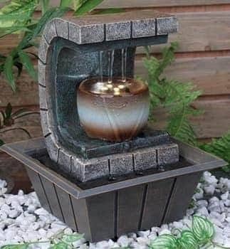 Modern Stone Tabletop Water Feature with Ceramic Bowl