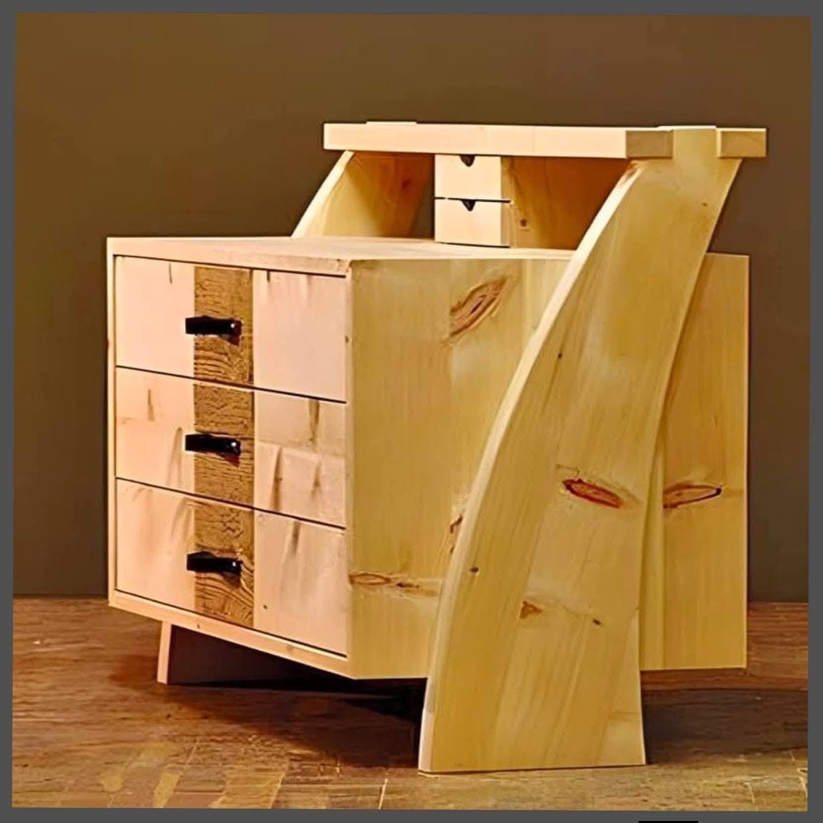 Contemporary Wooden Dresser with Distinctive Curved Frame