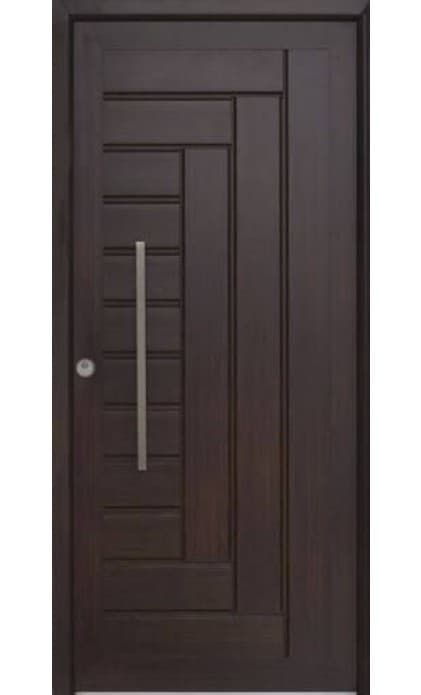 Modern Wooden Entry Door with Geometric Panels