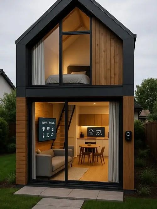 Modern Smart Tiny House With Glass Front and Wood Siding