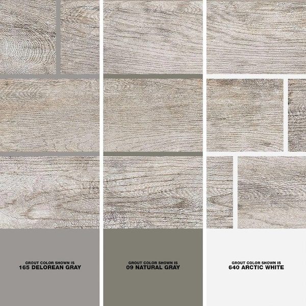 Gray Wood-Look Tile with Three Grout Color Options