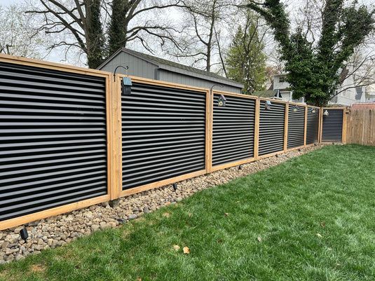 Modern Corrugated Metal and Wood Backyard Fence Design