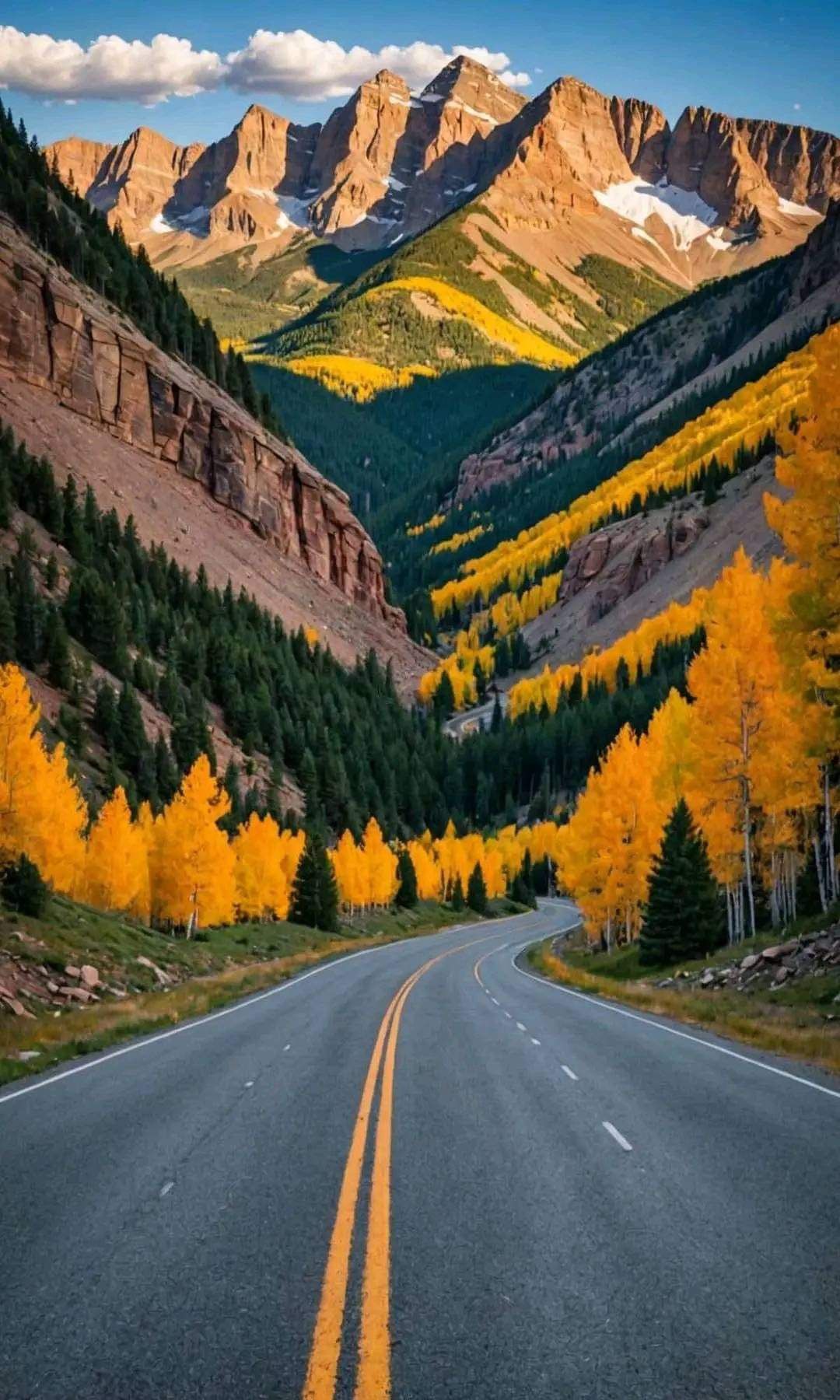 Scenic Mountain Road Through Autumn Forest